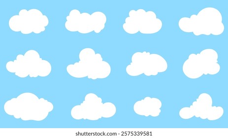 White cloud shapes vector set, isolated on white background, Flat Modern design, illustration Vector EPS 10 