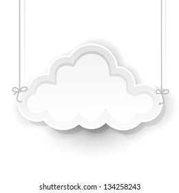 white cloud sign hanging on white