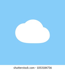 White cloud sign on blue background; flat vector icon, EPS10
