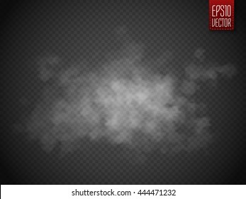 White Cloud Or Smoke Isolated On Transparent Background. Vector Illustration