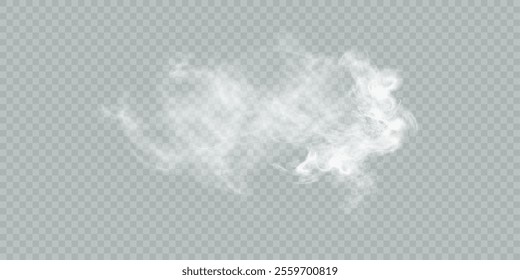 White cloud, smoke, steam, fog effect. White steam, creeping smoke border. Cloud and growing smog mockup. Vector 10 ep.