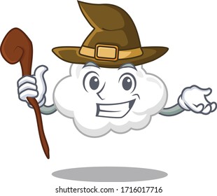 White cloud sneaky and tricky witch cartoon character