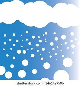 White cloud snowing on blue background