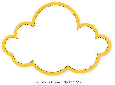 White Cloud Sticker isolated on yellow Speech Bubble. Vector Illustration

