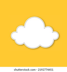 White Cloud Sticker isolated on yellow Speech Bubble. Vector Illustration

