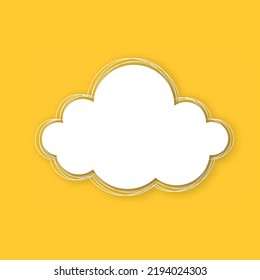 White Cloud Sticker isolated on yellow Speech Bubble. Vector Illustration

