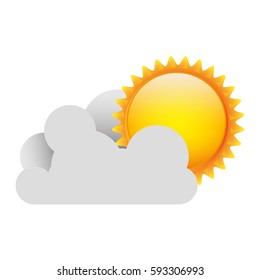 white cloud with sun icon, vector illustraction design image
