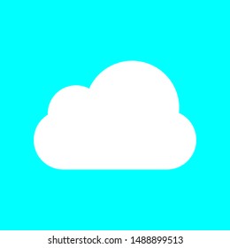 white cloud symbol isolated on blue background. vector illustration 