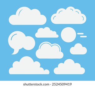 White cloud vector icons  set  illustration 