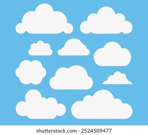 White cloud vector icons  set  illustration 