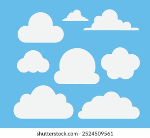 Ilustração do conjunto de ícones de vetor de nuvem branca 