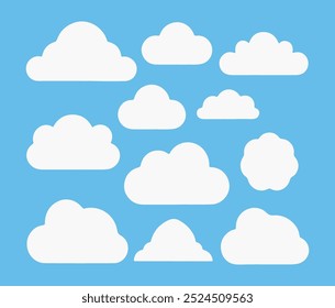 Ilustração do conjunto de ícones de vetor de nuvem branca 