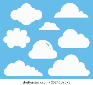 White cloud vector icons  set  illustration 