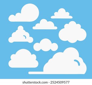 White cloud vector icons  set  illustration 