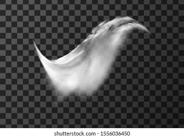 White cloud, weather meteo icon realistic vector illustration. Fluffy cirrus cumulus cloud, isolated on transparent background. Realistic element for weather forecast