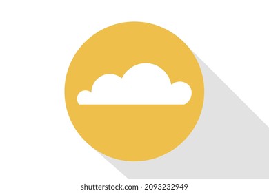 White cloud in a yellow circle, icon with shadow on the background from above, vector size, modern illustration, icon for sale.