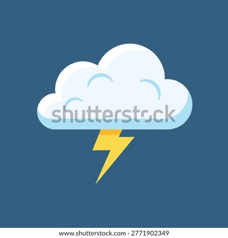 A white cloud with a yellow lightning bolt, indicating a thunderstorm and potentially severe weather conditions.