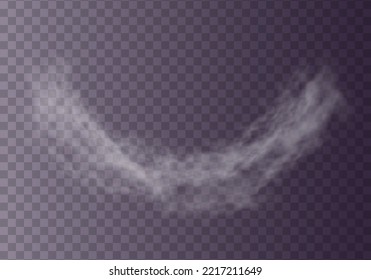White cloudiness, mist smog background. 3D realistic white foggy vapor. Сloud of smoke or fog isolated transparent special effect. Texture of steam or smoke for your design. Vector illustration.	