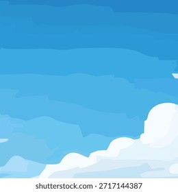 White clouds background on a blue sky. Blue sky and white clouds in a flat style. Vector illustration.