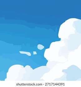 White clouds background on a blue sky. Blue sky and white clouds in a flat style. Vector illustration.