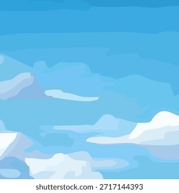 White clouds background on a blue sky. Blue sky and white clouds in a flat style. Vector illustration.