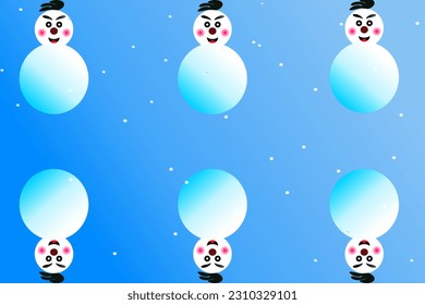 white clouds with and blue background snowman vector illustration - Shutterstock ID 2310329101