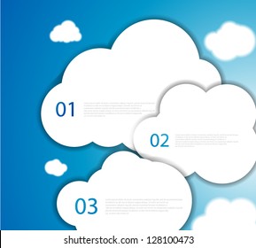 Weiße Wolken am blauen, klaren Himmel. Banner