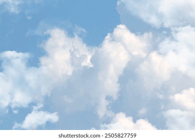 Nubes blancas y cielo azul. Fondo de Vector dibujado a mano. Cielo. Plantilla Abstractas para el Anuncio, volantes, tarjetas, cartel, diseño de la cubierta. 