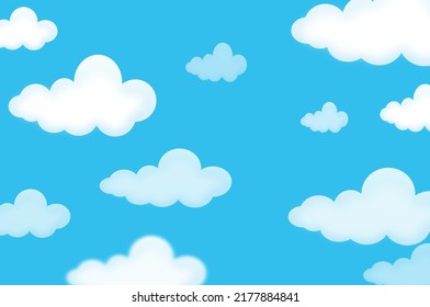 White clouds in the blue sky. Vector illustration.