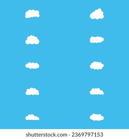 White clouds blue sky vector illustration, Cartoon clouds on blue sky background, Sky vector