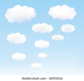White clouds in a blue sky. Vector.