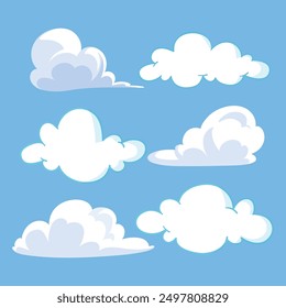 White clouds of different style shapes
