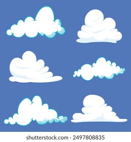 White clouds of different style shapes