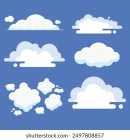 White clouds of different style shapes