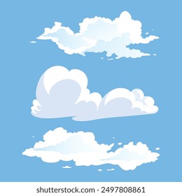 White clouds of different style shapes