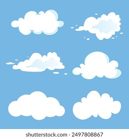 White clouds of different style shapes