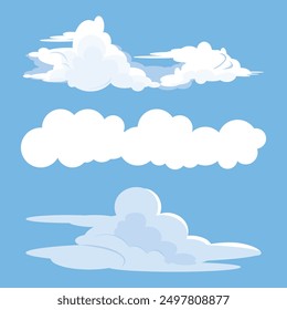 White clouds of different style shapes