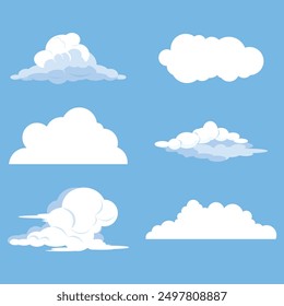 White clouds of different style shapes