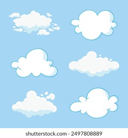 White clouds of different style shapes
