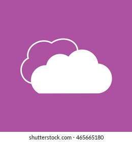 White clouds icon vector. Weather forecast. Purple background