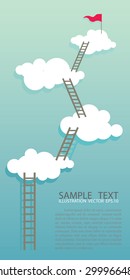 White Clouds with Ladders on Blue Background. Vector Illustration.