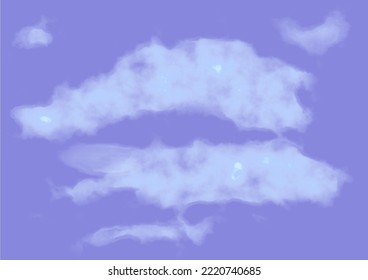 white clouds light purple sky used for illustrating landscapes or backgrounds.