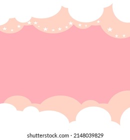 white clouds and little stars on a pink background