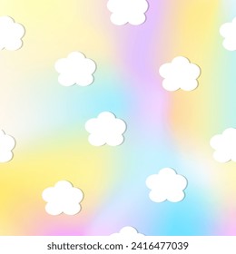 Nubes blancas sobre el cielo arcoiris abstracto