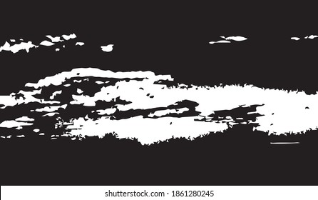 White clouds on black background. Brushstroke design element. Background texture. Vector illustration.