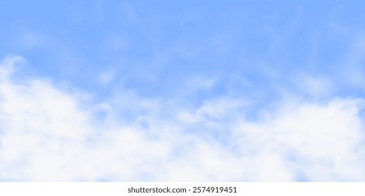 White clouds on a blue or azure sky. Realistic 3d vector illustration.