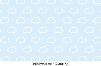 White clouds on blue  background vector pattern. Clouds pattern. 