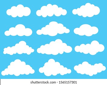 White clouds on a blue background. Vector image for printing.