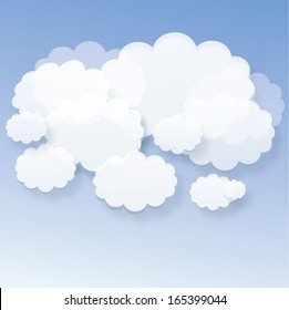 white clouds on blue background
