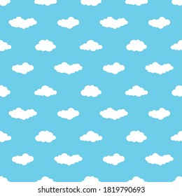 
Weiße Wolken auf blauem Hintergrund Symbole nahtlose Vektormuster.